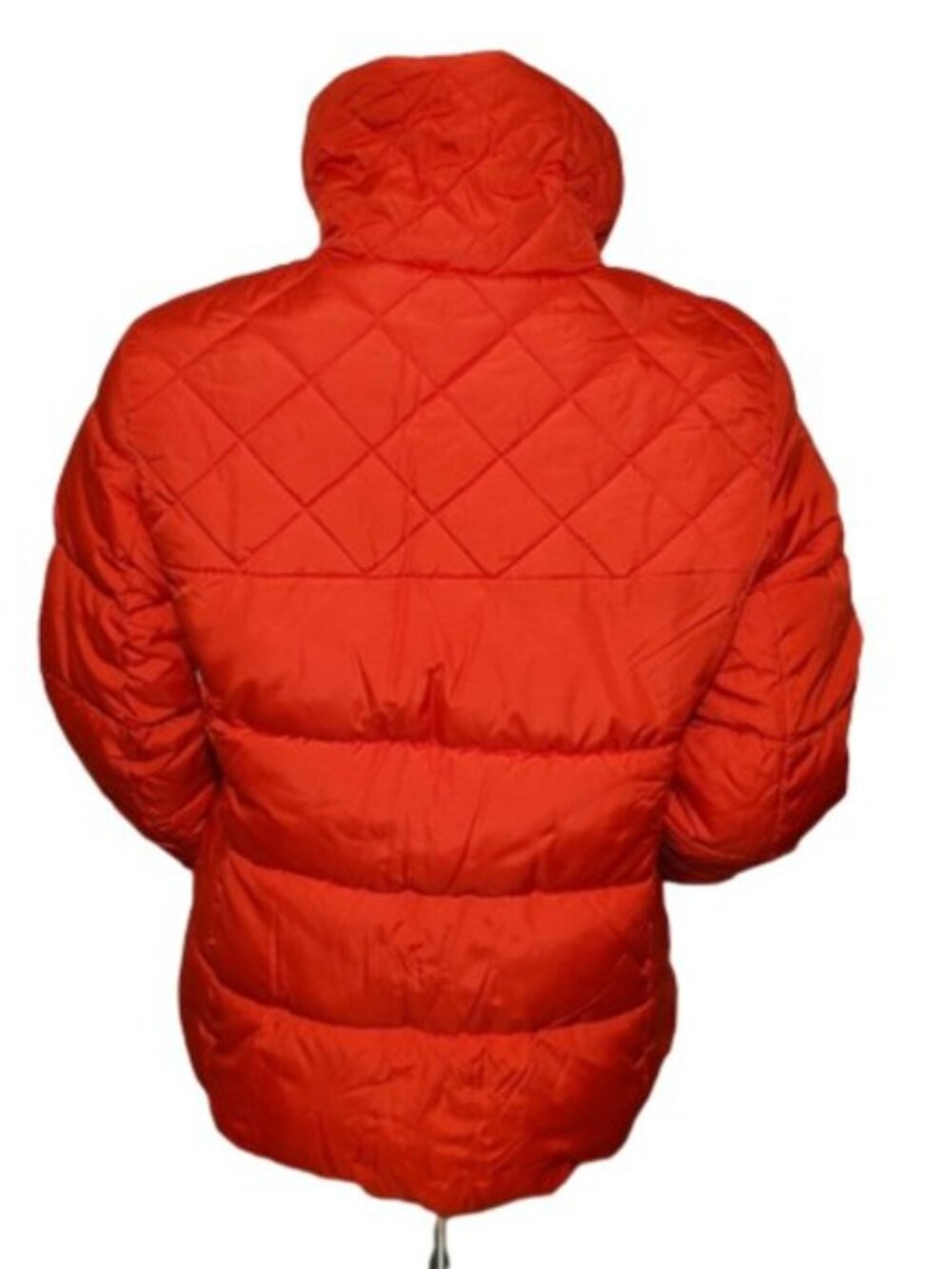 Old Navy Womens Small Orange Puffer Jacket Quilted Full Zip Coat - Picture 6 of 7